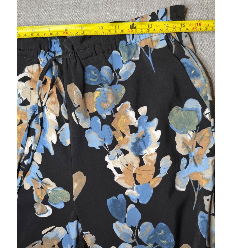Jules & Leopold Floral Wide Leg Pull On Crop Pants Black Blue CHU24829 Small - Picture 6 of 10